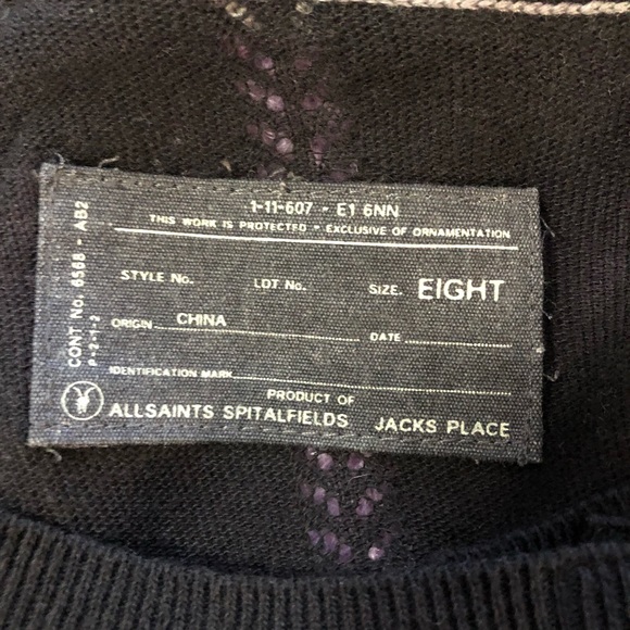 Allsaints black and grey sweater. 8/M - Picture 11 of 11